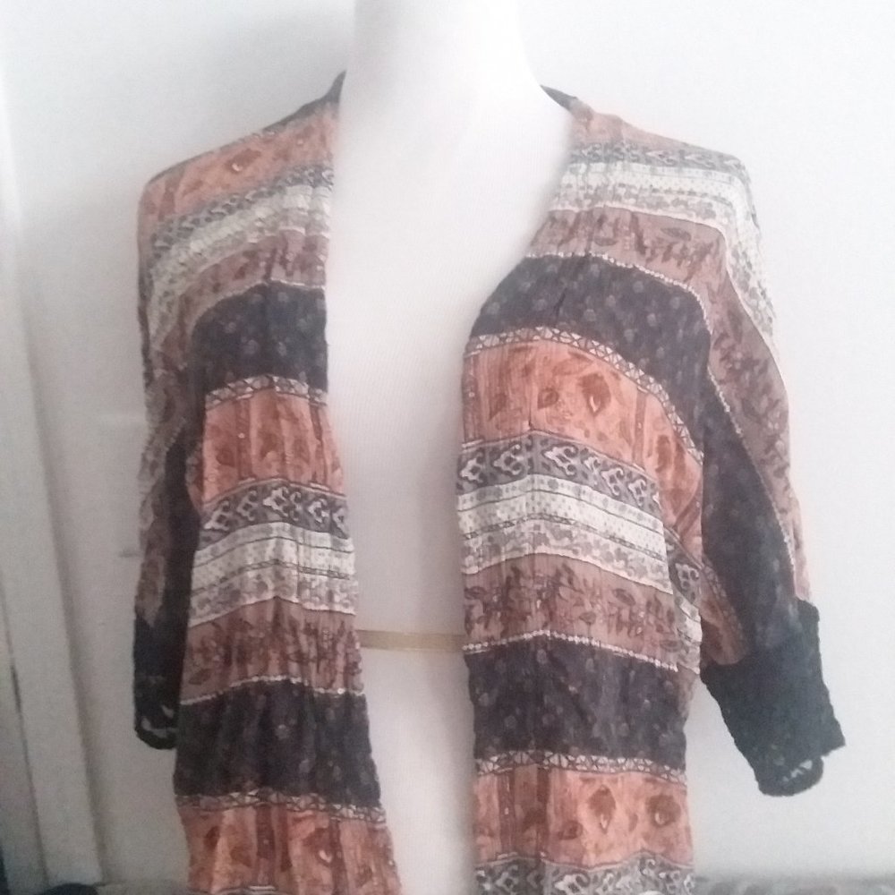 Forever 21 brand Tribal Cardigan with Lace Sleeve